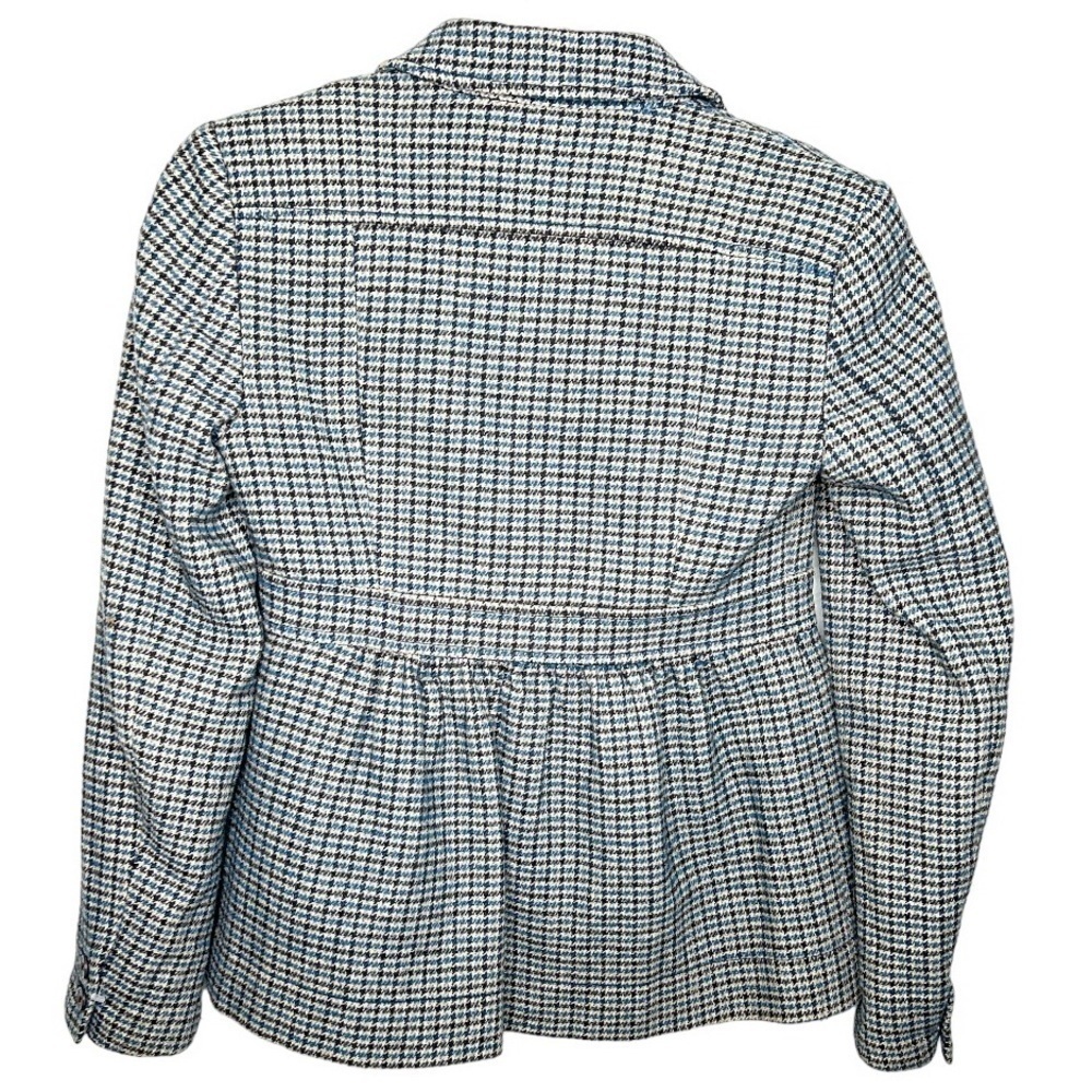 Banana Republic Peplum wool Coat Blue and Brown Houndstooth Size 0 - Picture 6 of 7